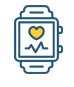 Icon showing a hand drawn watch with heart pulse indicator