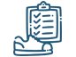 Icon showing a hand drawn checklist and running shoes