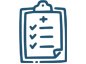 Icon showing a checklist on a sheet of paper