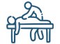 Icon showing a hand drawn sports massage being performed on the back
