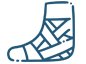 Icon showing a hand drawn foot bandage